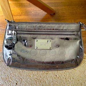 Michael Kors silver reflective wristlet